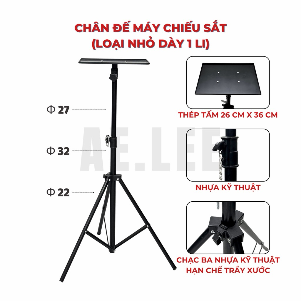 [XẢ KHO LỖI NHẸ] Chân Đỡ Máy Chiếu, Laptop Inox / Sắt 1m4, 1m6 - Chạc Ba, Giá Đỡ, Đa Năng, Gấp Gọn, Chắc Chắn - AE.LEE