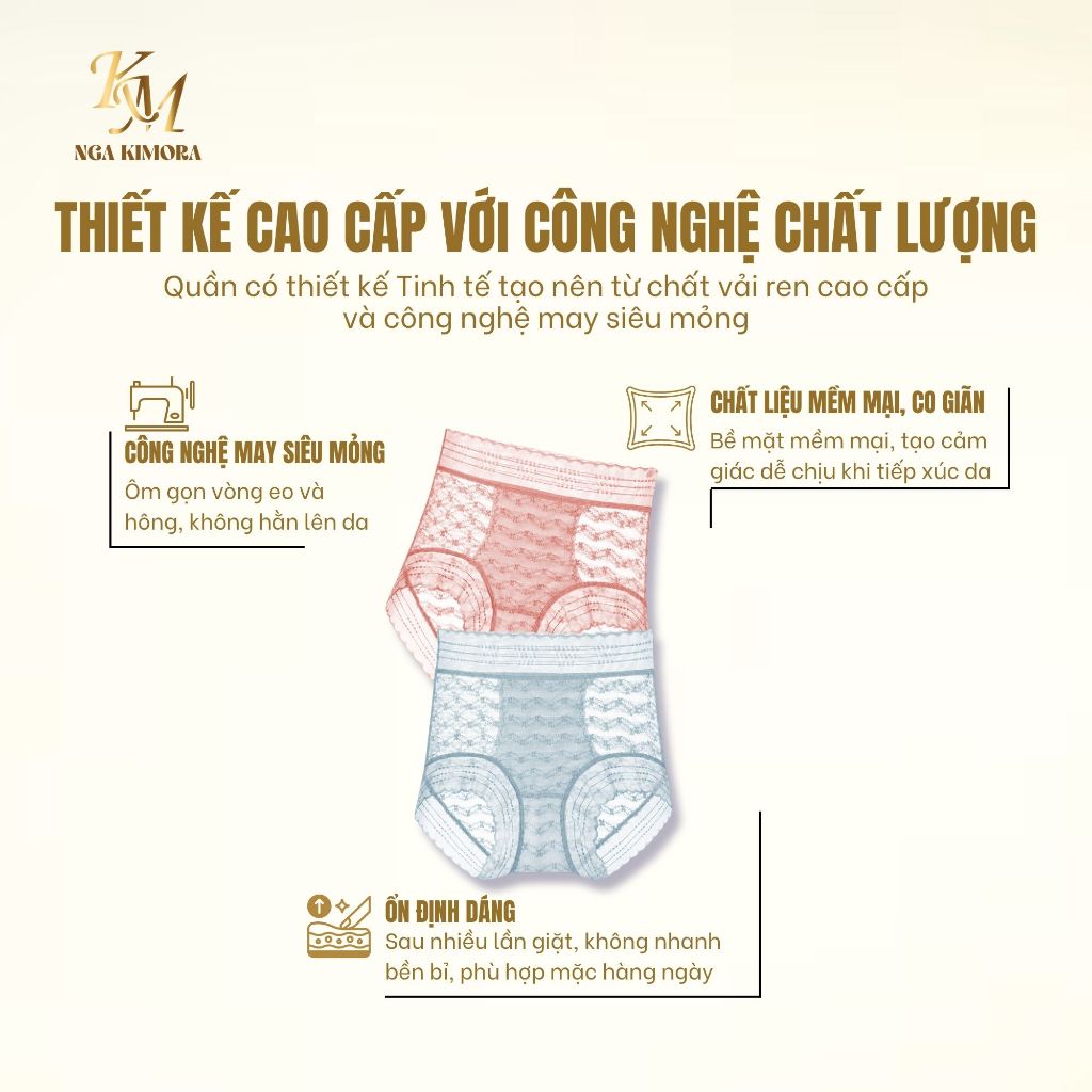 Quần lót nữ cạp cao ren mỏng cao cấp không lộ viền – quyến rũ, thoáng khí & tôn dáng tối đa M12