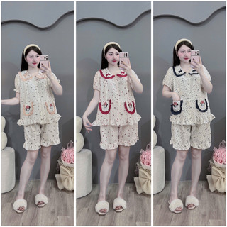 Bộ Bầu - bộ sau sinh -BỘ ĐÙI ĐŨI NHĂN CỔ SEN HAI TÚI MICKY - 4 Màu, Áo Có Khoá Kéo, Quần Có Chun Chỉnh