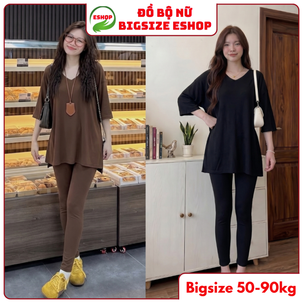 Đồ Bộ Nữ Quần Dài Áo Tay Ngắn Bigsize ESHOP Đồ Mặc Nhà Sang Chảnh - Set Bộ Dài Đẹp Dễ Thương GM68