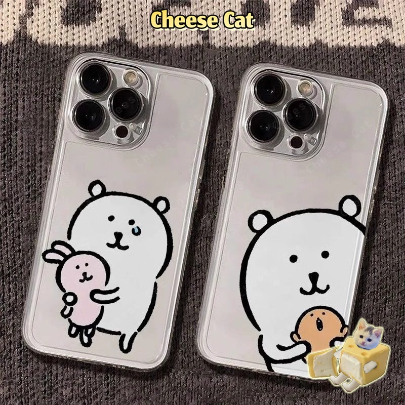 Cho Joke Bear gấu trắng dễ thương Ốp Lưng iPhone 13 14 12 11 15 16 17 Pro Max 8Plus SE2 SE3 Ốp Bảo Vệ Trong Suốt