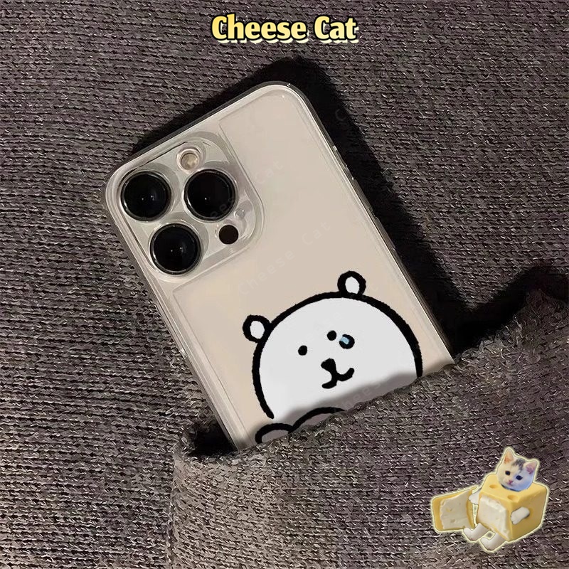 Cho Joke Bear gấu trắng dễ thương Ốp Lưng iPhone 13 14 12 11 15 16 17 Pro Max 8Plus SE2 SE3 Ốp Bảo Vệ Trong Suốt