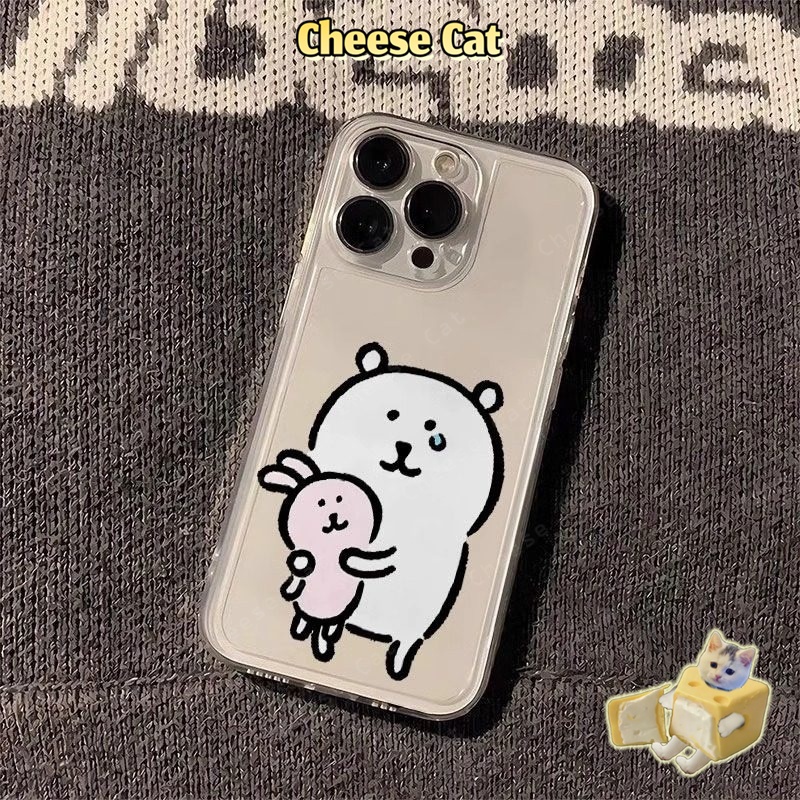 Cho Joke Bear gấu trắng dễ thương Ốp Lưng iPhone 13 14 12 11 15 16 17 Pro Max 8Plus SE2 SE3 Ốp Bảo Vệ Trong Suốt