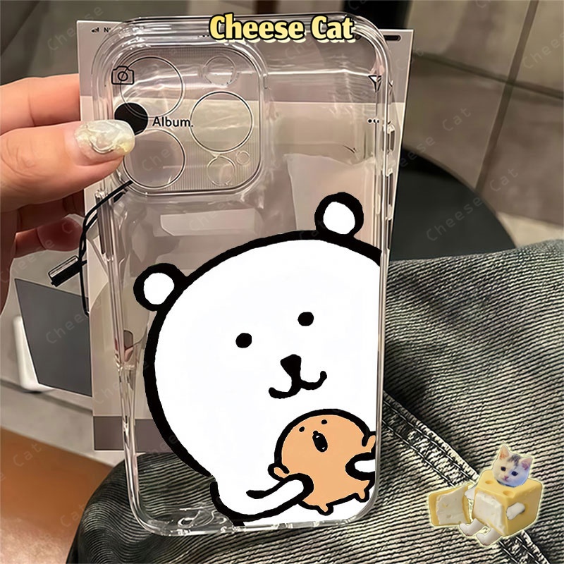 Cho Joke Bear gấu trắng dễ thương Ốp Lưng iPhone 13 14 12 11 15 16 17 Pro Max 8Plus SE2 SE3 Ốp Bảo Vệ Trong Suốt