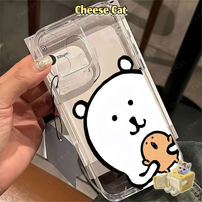 Cho Joke Bear gấu trắng dễ thương Ốp Lưng iPhone 13 14 12 11 15 16 17 Pro Max 8Plus SE2 SE3 Ốp Bảo Vệ Trong Suốt