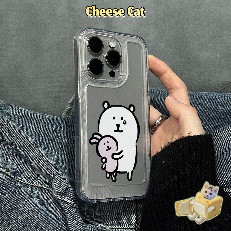 Cho Joke Bear gấu trắng dễ thương Ốp Lưng iPhone 13 14 12 11 15 16 17 Pro Max 8Plus SE2 SE3 Ốp Bảo Vệ Trong Suốt