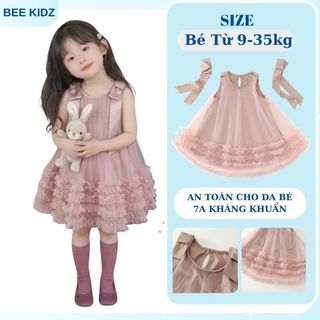 Váy Cho Bé Gái, Váy Công Chúa Cho Bé Gái Thiết Kế Kèm Nơ Vai Bồng Bềnh Xinh Xắn Dễ Thương