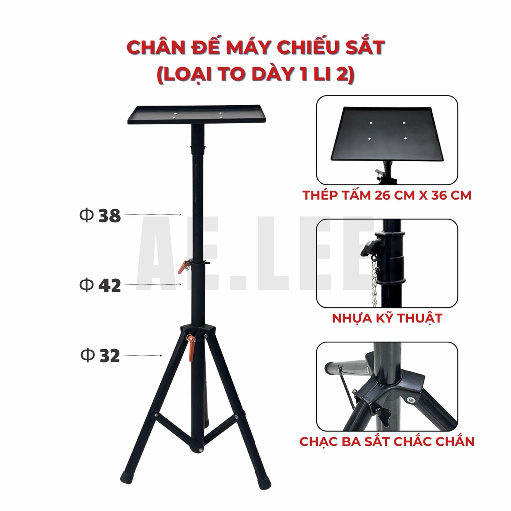 [XẢ KHO LỖI NHẸ] Chân Đỡ Máy Chiếu, Laptop Inox / Sắt 1m4, 1m6 - Chạc Ba, Giá Đỡ, Đa Năng, Gấp Gọn, Chắc Chắn - AE.LEE