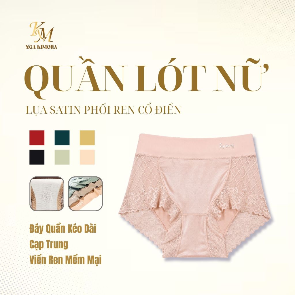 Quần lót nữ lụa pha ren cao cấp, cạp trung, mềm mại, quyến rũ, thoáng khí FGE M11