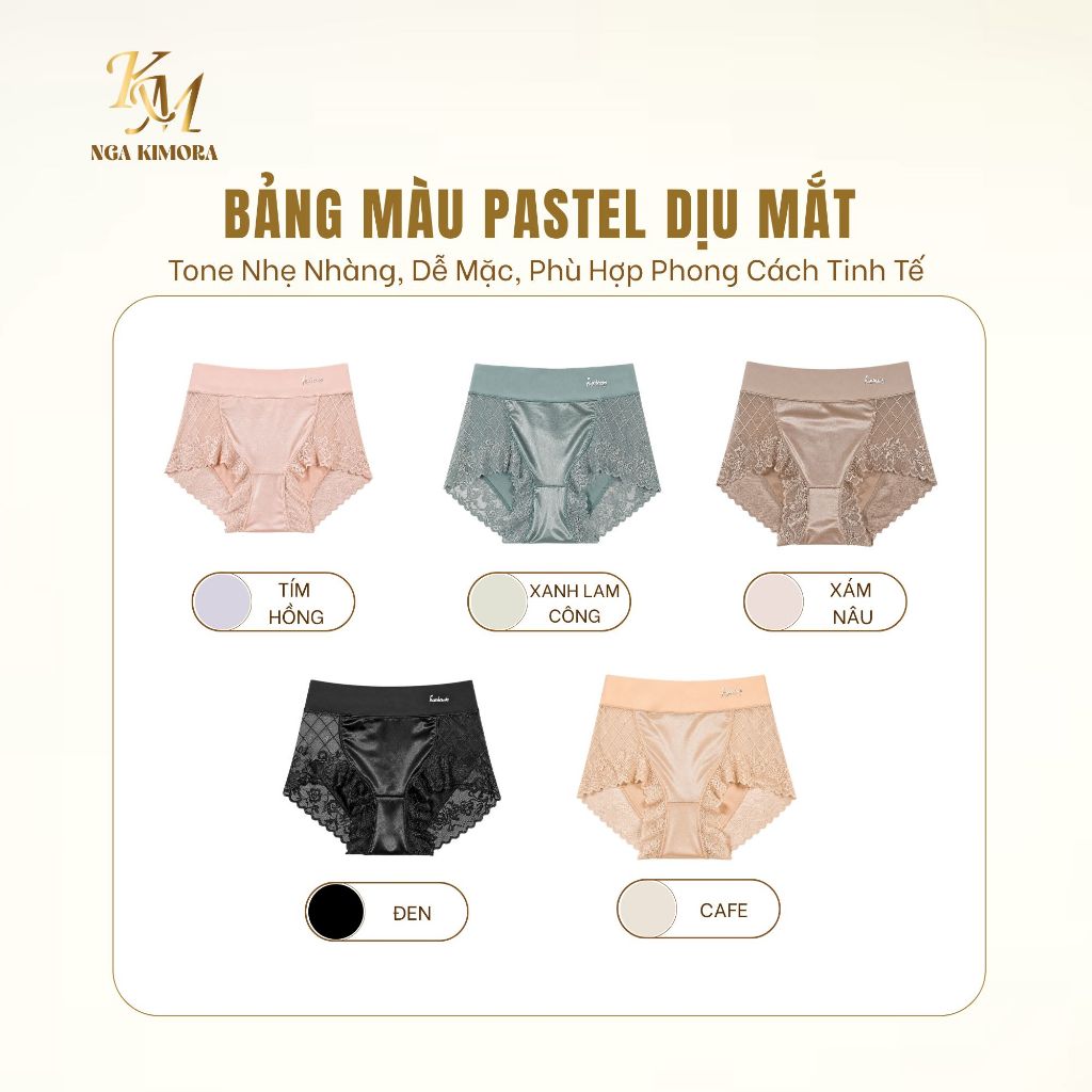 Quần lót nữ lụa pha ren cao cấp, cạp trung, mềm mại, quyến rũ, thoáng khí FGE M11