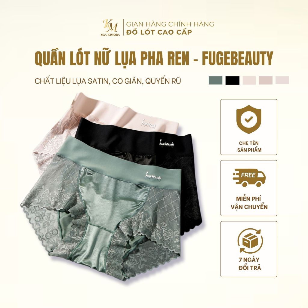 Quần lót nữ lụa pha ren cao cấp, cạp trung, mềm mại, quyến rũ, thoáng khí FGE M11