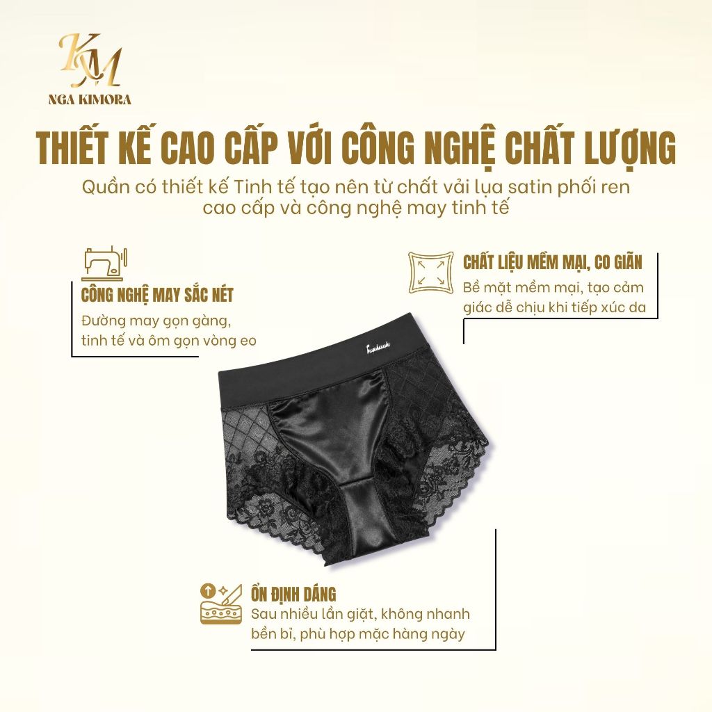 Quần lót nữ lụa pha ren cao cấp, cạp trung, mềm mại, quyến rũ, thoáng khí FGE M11