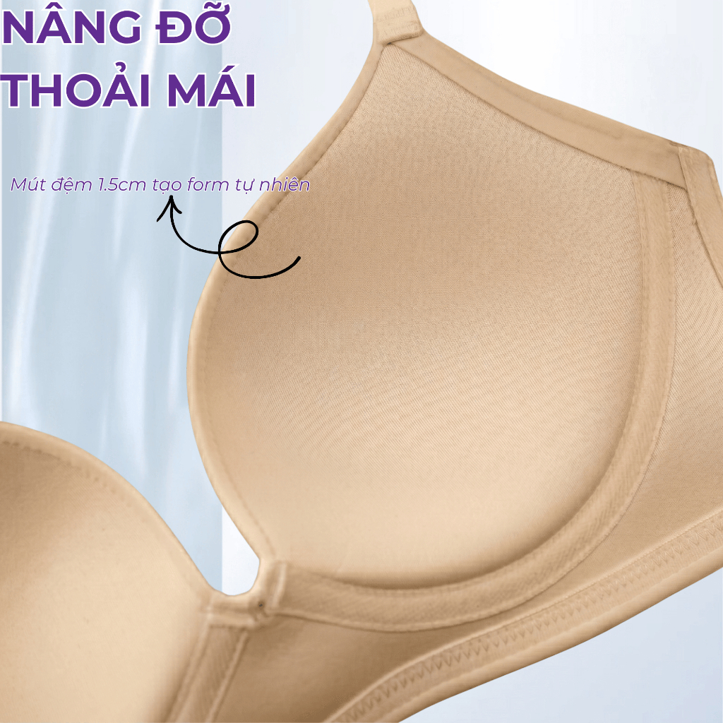 annie Áo Lót Nâng Ngực Tự Nhiên Không Gọng An Toàn Lành Tính, Đệm 1.5cm Nâng Nhẹ V1 Không Bị Cộm Bí Bách BRA8107