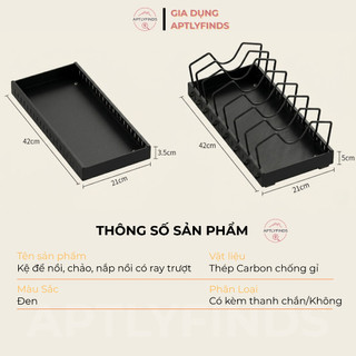 [XẢ KHO] Kệ Để Nồi Chảo Ngăn Có Chia Tùy Chỉnh Kích Thước APTLYFINDS - Có Ray Trượt Thông Minh
