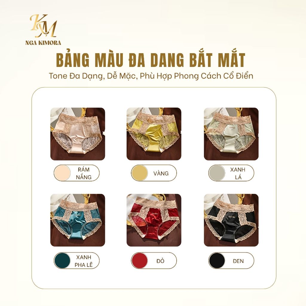 Quần lót nữ lụa satin phối ren  cao cấp – Mềm mại, quyến rũ, co giãn êm ái CGE M9
