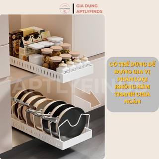 [XẢ KHO] Kệ Để Nồi Chảo Ngăn Có Chia Tùy Chỉnh Kích Thước APTLYFINDS - Có Ray Trượt Thông Minh