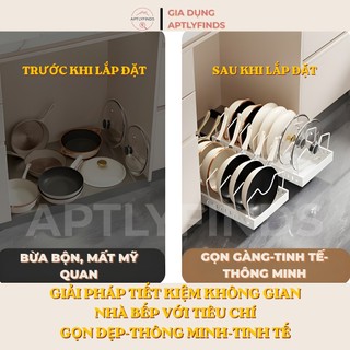 [XẢ KHO] Kệ Để Nồi Chảo Ngăn Có Chia Tùy Chỉnh Kích Thước APTLYFINDS - Có Ray Trượt Thông Minh
