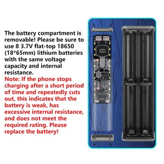 Vỏ sạc dự phòng PD 45W trong suốt Hộp pin 8 viên 18650 không cần hàn kèm đèn ngoài trời