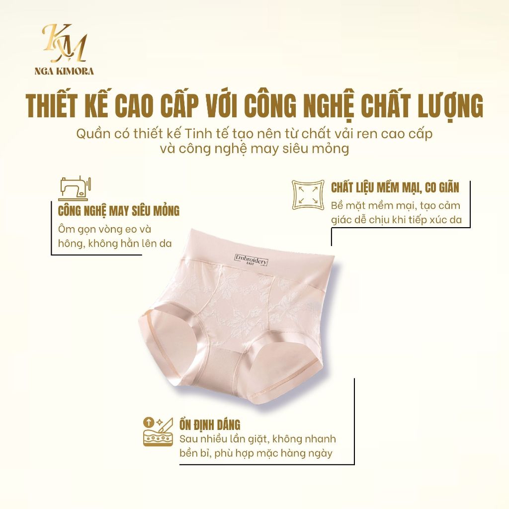 Quần lót nữ ren cao cấp Embroidery – Không viền, nâng mông, co giãn êm mịn . M13