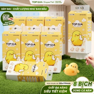 Thùng 8 Bịch Khăn Giấy Pio TopGia 200 Lần Rút Cao Cấp Chắc Chắn Siêu Dai Mềm Mịn