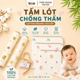 Tấm Lót Chống Thấm Cao Cấp Chất Vải Cotton Oragnic Ovoan Mềm Mại, Thoáng khí cho bé KT 50*70cm