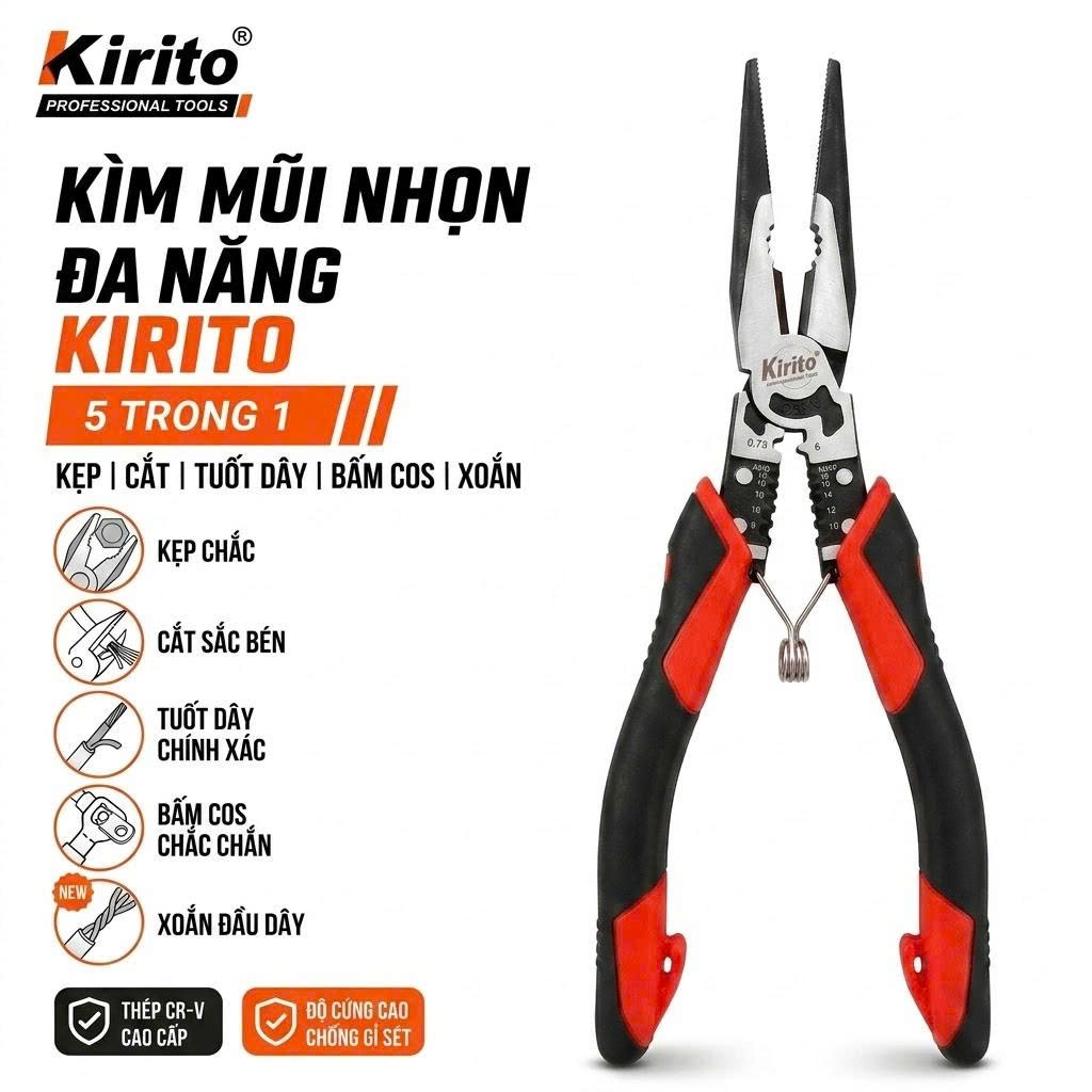 Bộ Kìm Đa Năng Kirito Japan CR-V – Tuốt, Cắt, Uốn Dây | Siêu Bền, Tiết Kiệm 30% Lực có lò xo