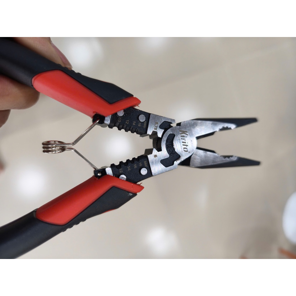 Kìm Nhọn KIRITO có lò so Đa Năng 8' – Kìm Mũi Dài, Kìm Điện, Kìm Kẹp, Cắt Dây, Tuốt Dây Tiện Dụng
