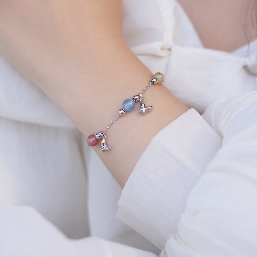 Vòng Tay Thép Không Gỉ Dreamy Fairy Kết Hợp 3 Hạt Đá  Phong Thuỷ Năng Lượng Liugems, VT13
