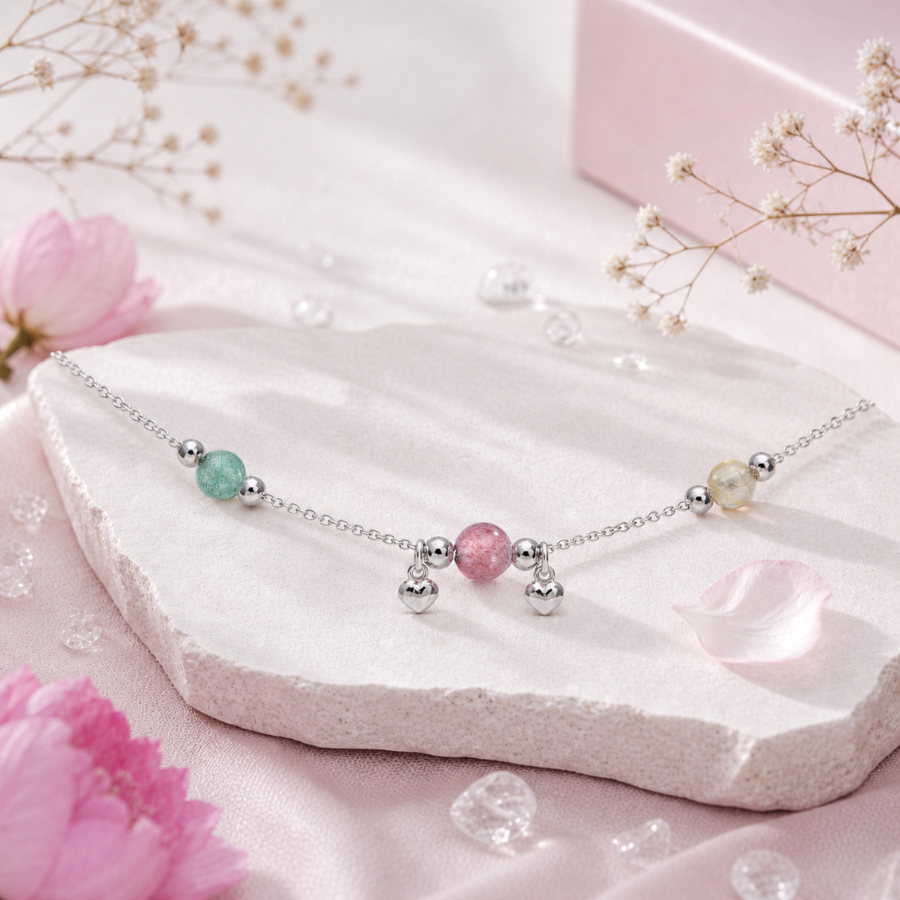 Vòng Tay Thép Không Gỉ Dreamy Fairy Kết Hợp 3 Hạt Đá  Phong Thuỷ Năng Lượng Liugems, VT13