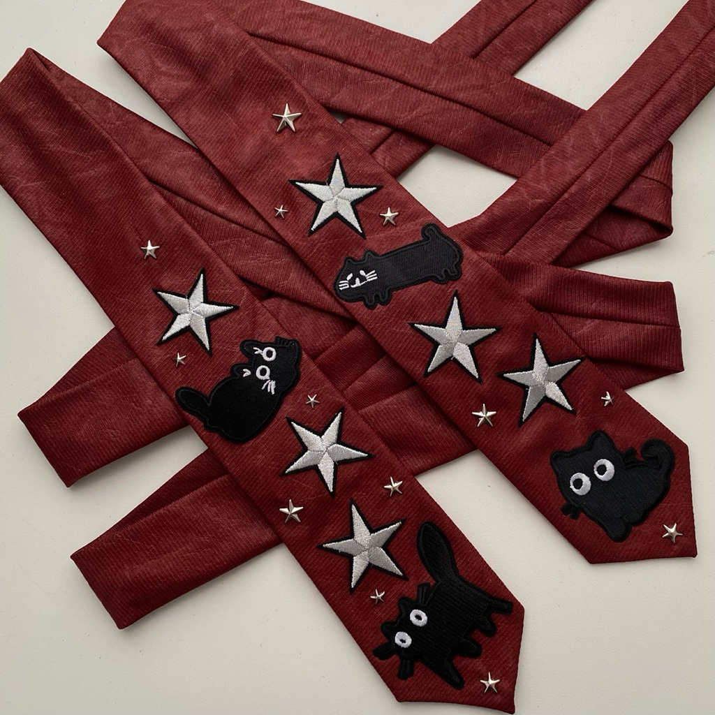 Cà vạt Mèo Đen & Ngôi Sao  - Phụ Kiện Unisex ( Mẫu random )