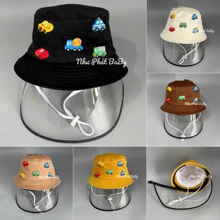 [ BÉ 1- 2 TUỔI ] NÓN BUCKET CÓ KÍNH CHỐNG BUI THÊU CHIẾC XE CHO TRẺ EM