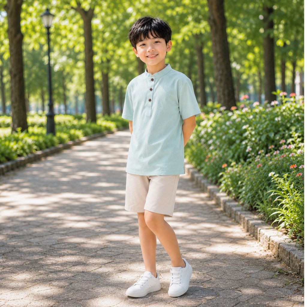 AÓ ĐŨI CỔ TÀU Cho Gia Đình Size từ 17-75kg, Chất Liệu Đũi Mềm Mịn, Dày dặn, đứng form, Cổ Tàu Lịch sự