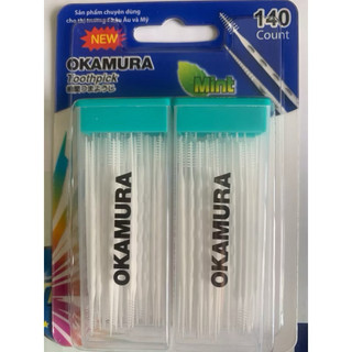 Tăm nhựa Okamura chất lượng Nhật Bản (bịch 140/120/90/80/50 cây), tăm chỉ nha khoa cao cấp