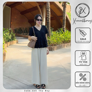 [ A5 ] Áo cổ V cúc tầng đen - Xuananhthomay
