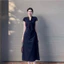 Váy Tay Ngắn Cổ Nơ Dáng Dài 115cm