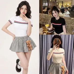 Áo Phông Babytee Nữ Phối Viền 3 Sọc Tay Kẻ Ngực Ôm Body Tôn Dáng Thun Co Giãn Hot Trend 2026