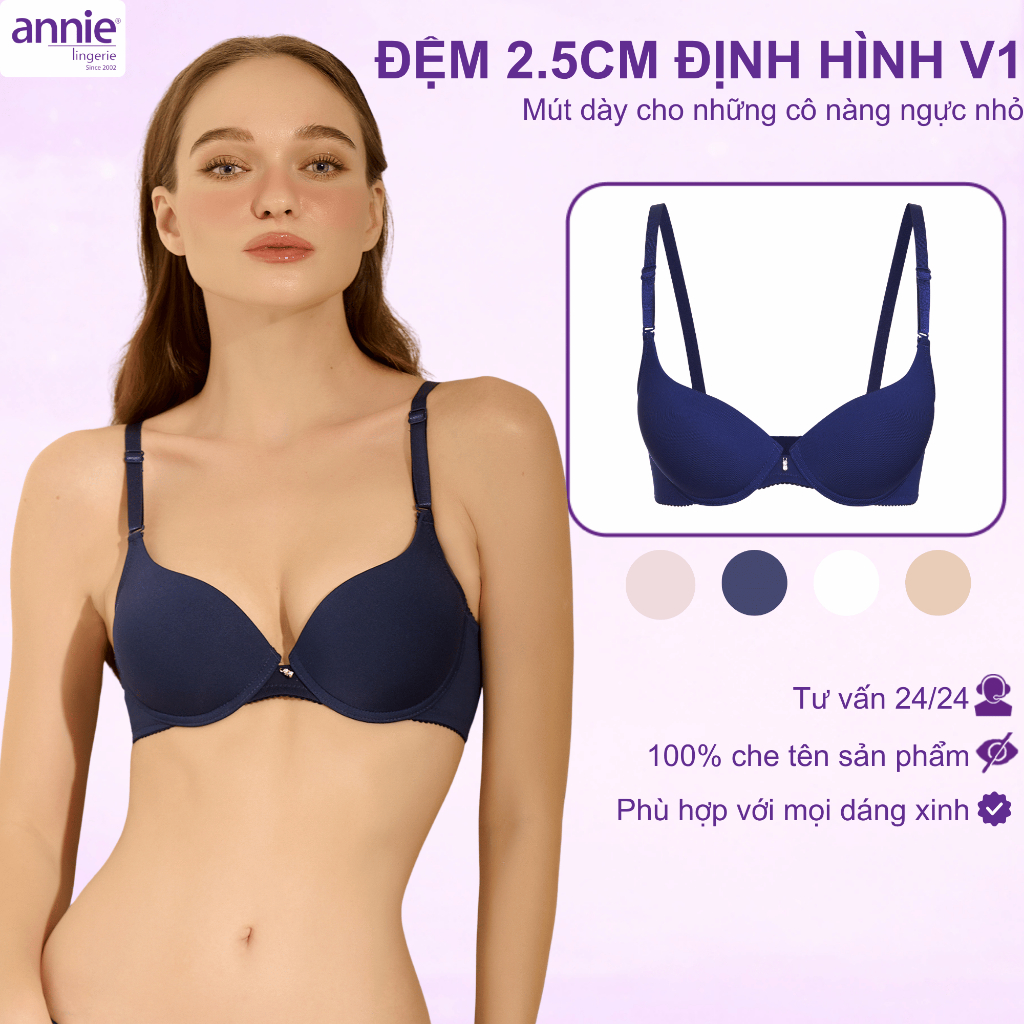 annie Áo Lót Nâng Ngực Mút Dày 2.5cm BRA8030B, Nâng Ngực Có Gọng Tạo Khe Tự Nhiên Chất Thun Cao Cấp