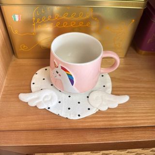 Miếng Lót Ly Vải Hình Trái Tim Có Cánh - Đế Lót Cốc Decor Để Bàn Làm Việc Cute Coaster