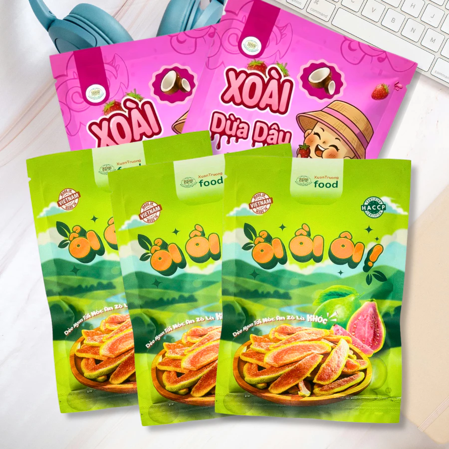 Xoài Sấy Dẻo Vị Dừa Dâu 100g Xuân Trường Food - Đồ ăn vặt, healthy snack vụ dừa, chua ngọt dễ ghiền