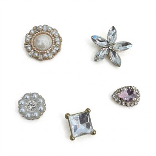 Set jibbitz charm kim loại hạt đá lắp lánh cao cấp, phụ kiện trang trí giày dép