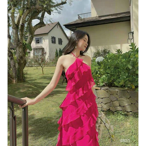 Đầm maxi nữ chất voan cao cấp thiết kế cổ yếm theo dáng váy siêu yêu mặc đi dã ngoại chụp ảnh hút mắt đầm đi biển