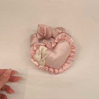 Dây Buộc Tóc Scrunchie Trái Tim Phồng Satin - Phụ Kiện Tóc Balletcore Coquette Xinh Xắn