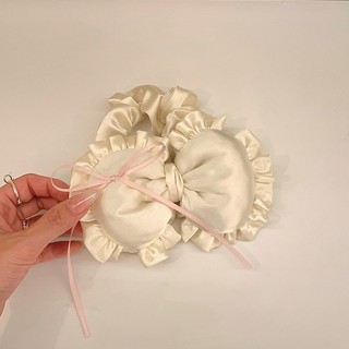 Dây Buộc Tóc Scrunchie Trái Tim Phồng Satin - Phụ Kiện Tóc Balletcore Coquette Xinh Xắn