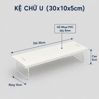 Kệ Mica Chữ U Trưng Bày Sản Phẩm Kệ Mica Mặt PVC Trắng Decor Mỹ Phẩm Phụ Kiện Livestream Mô Hình Bày Biện Bán Hàng 10cm