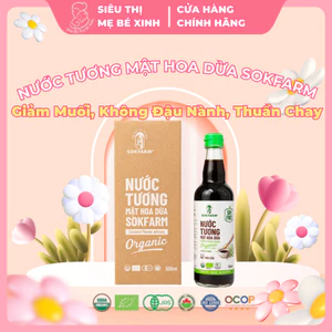 Nước Tương Mật Hoa Dừa Sokfarm - Dòng Cắt Giảm Muối, Chuẩn Organic, Không Đậu Nành - Chai 500ml