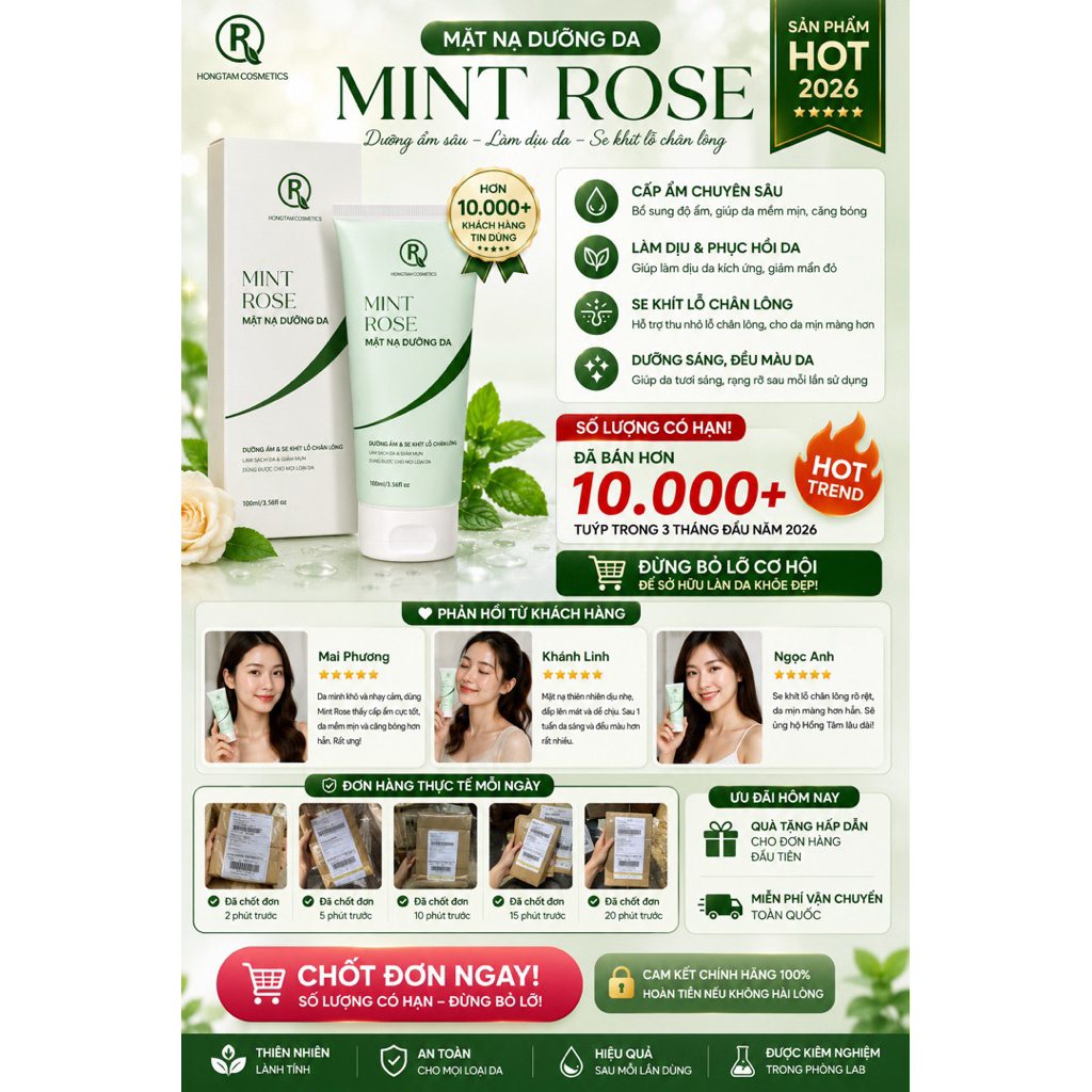 Mặt Nạ Gel Mint Rose Mul Rose Chính Hãng Cấp Ẩm Dịu Mát Da 100g