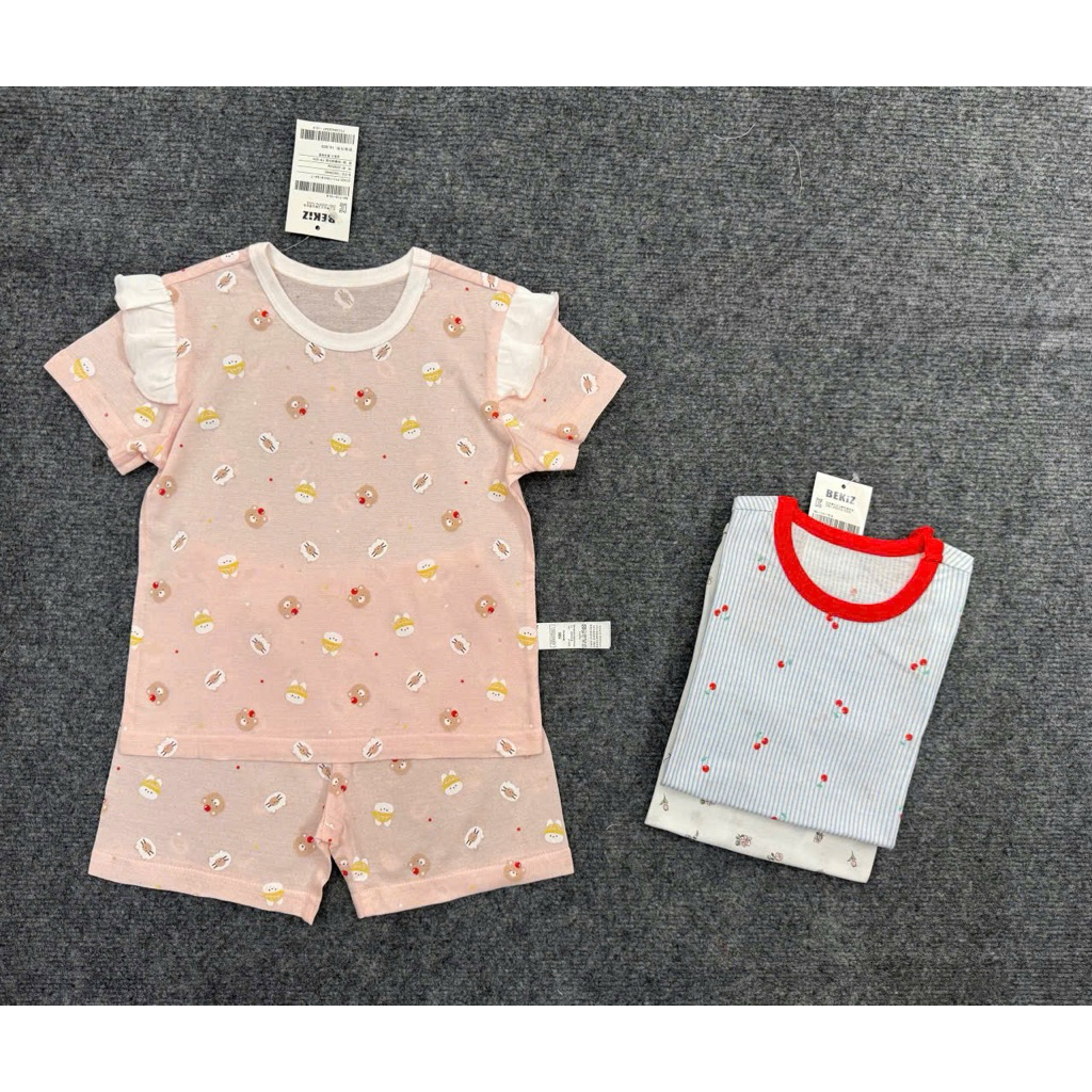 Bộ cộc tay bé gái tay bèo điệu xuất Hàn mát mẻ,dễ thương (len tu vải bekiz ,absorba)
