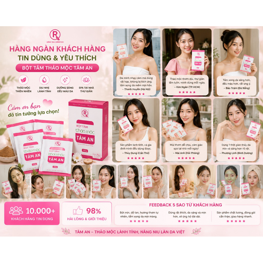 Bột Tắm Thảo Mộc Tâm An Mul Rose Chính Hãng Dịu Nhẹ Giúp Da Sáng Mịn