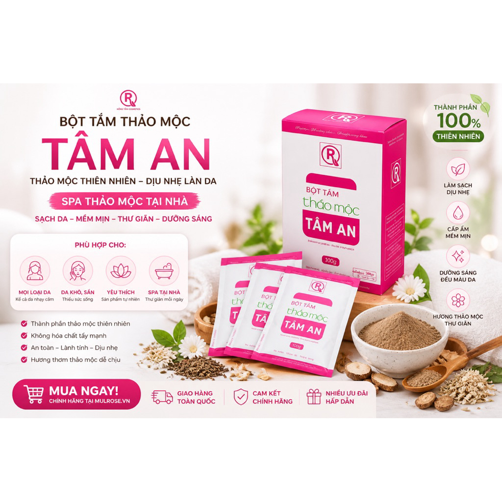 Bột Tắm Thảo Mộc Tâm An Mul Rose Chính Hãng Dịu Nhẹ Giúp Da Sáng Mịn