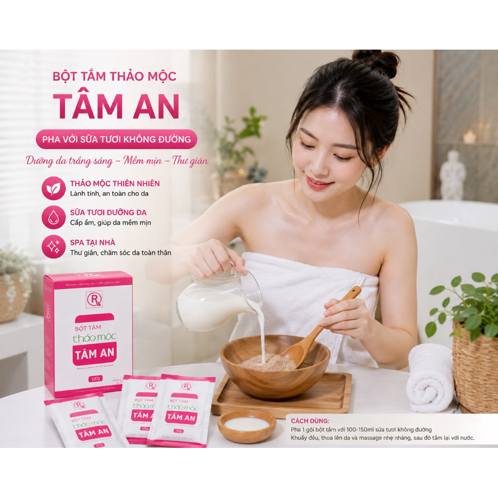 Bột Tắm Thảo Mộc Tâm An Mul Rose Chính Hãng Dịu Nhẹ Giúp Da Sáng Mịn